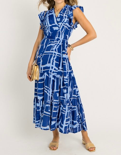 Zaria Lurex Flutter Sleeve Wrap Dress - Final Sale 40% off in cart