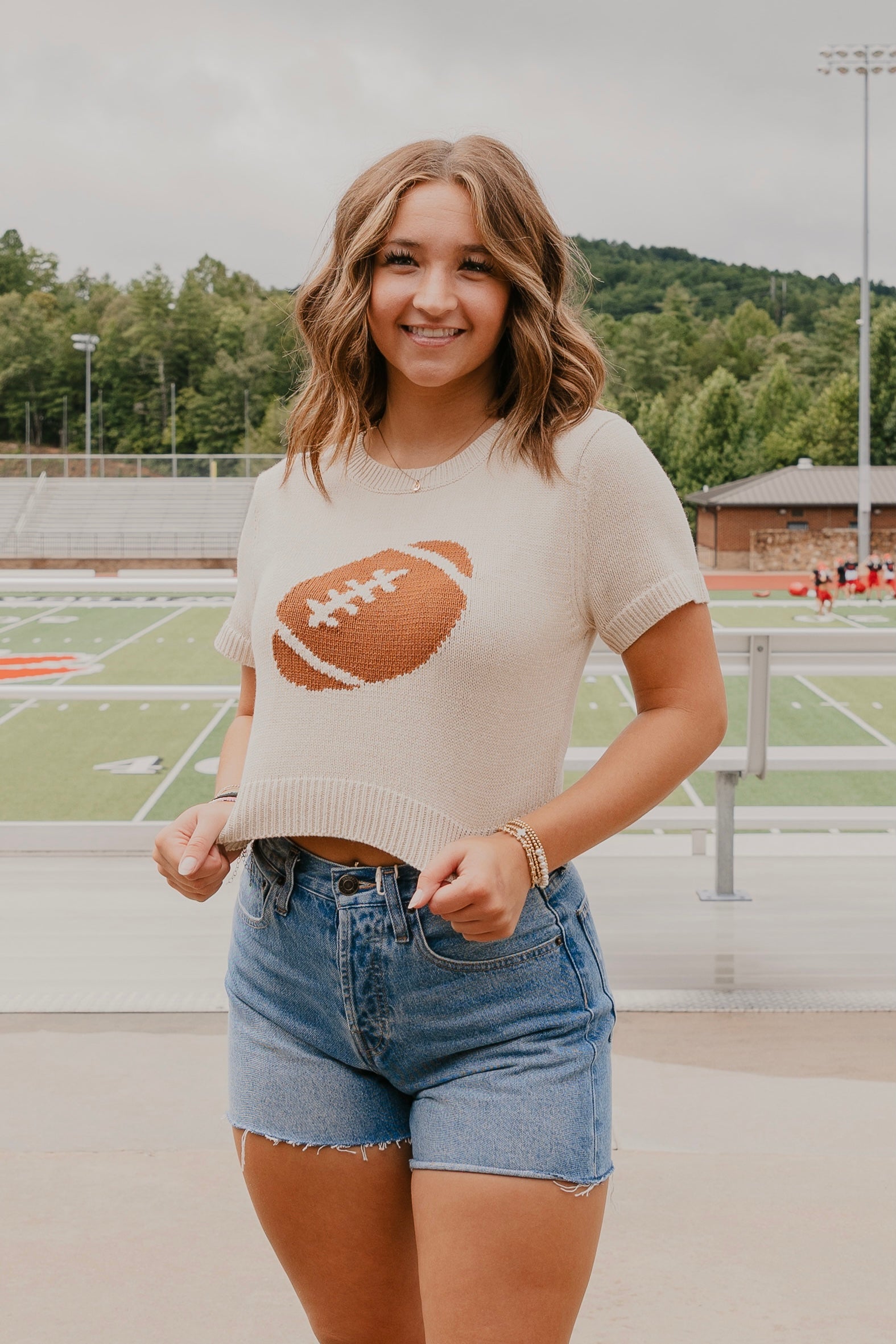 Football Short Sleeve Sweater Top