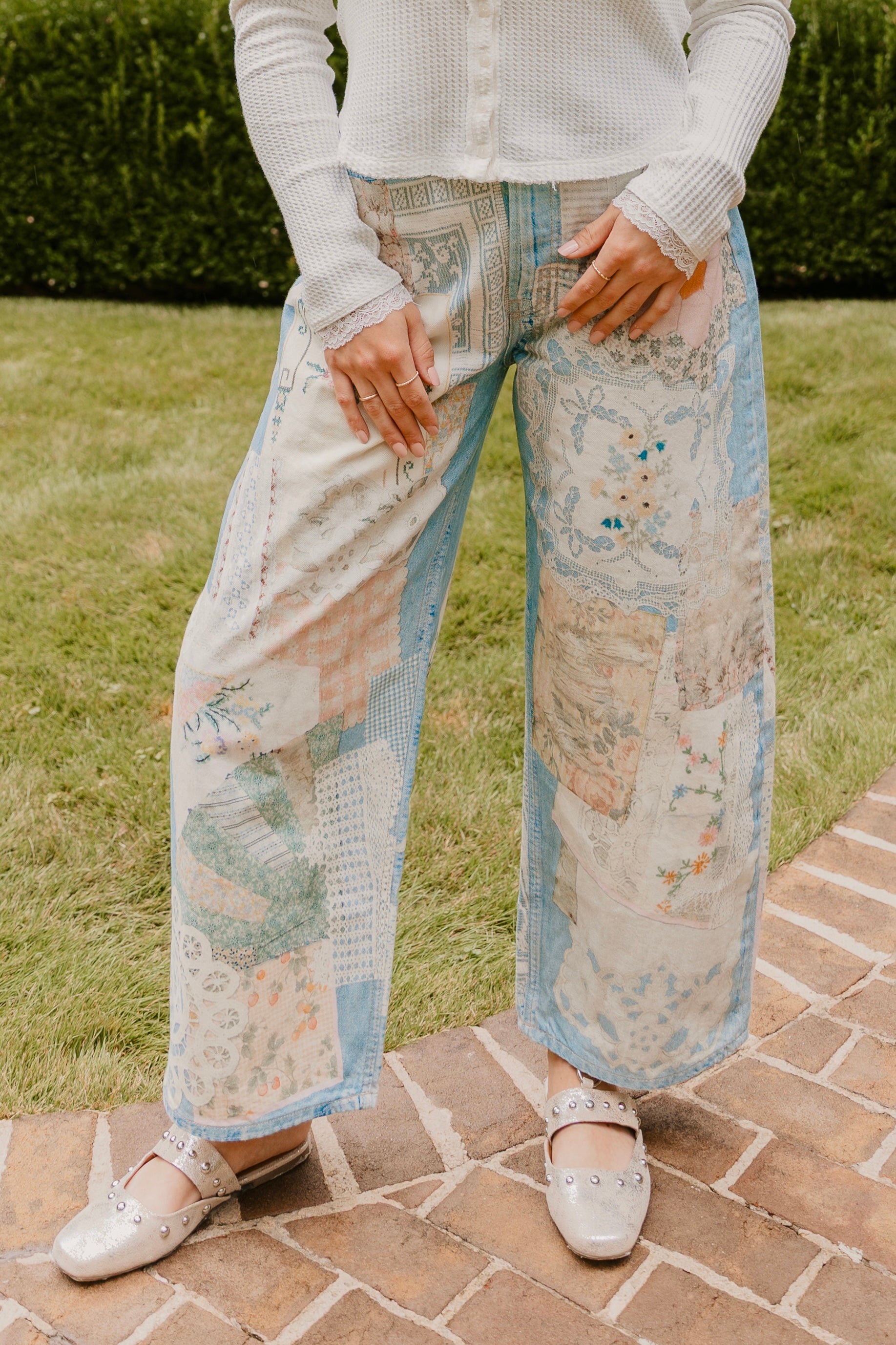 Free People Illusions Printed Relaxed Jeans