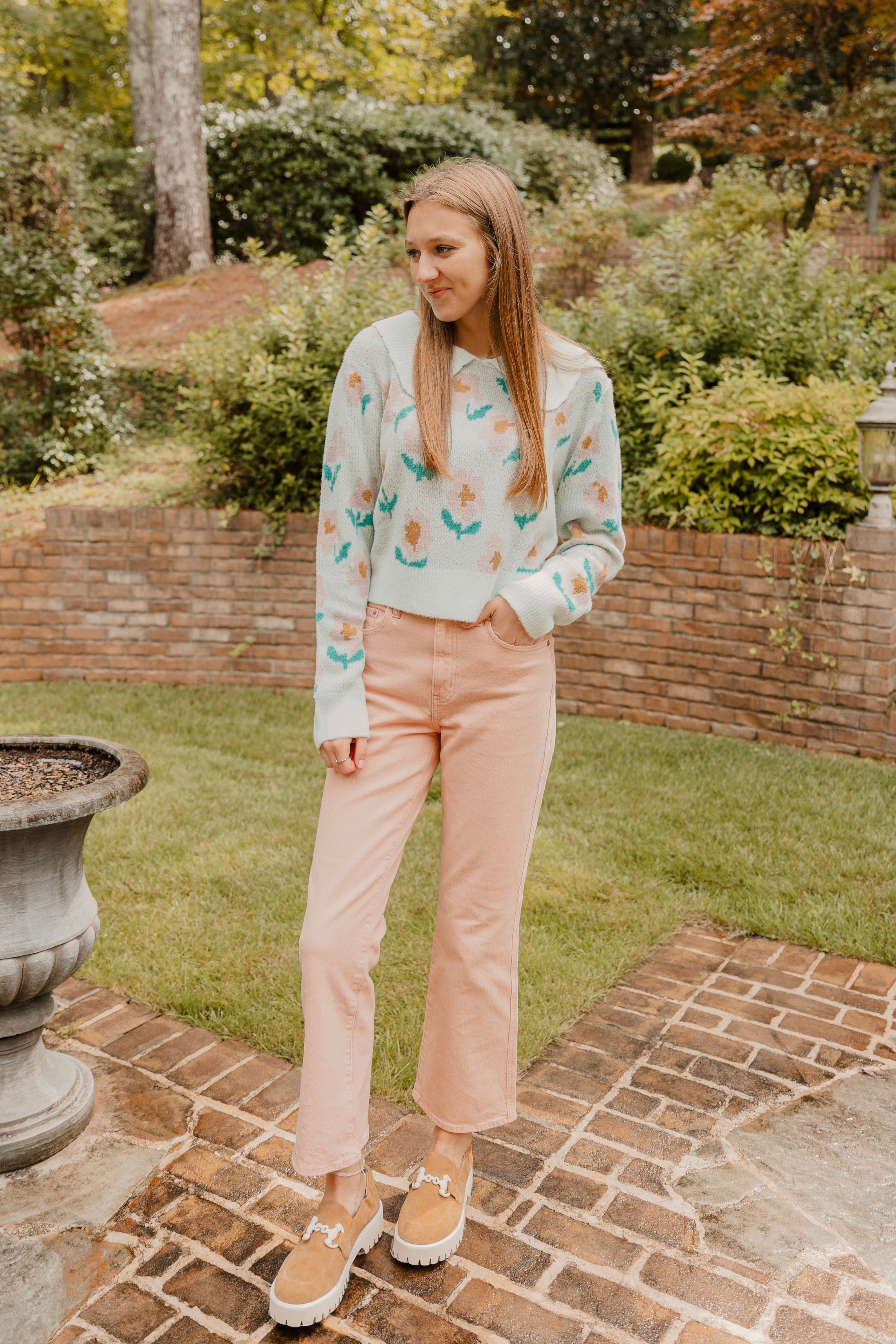 Sariyah Floral Collared Knit Sweater