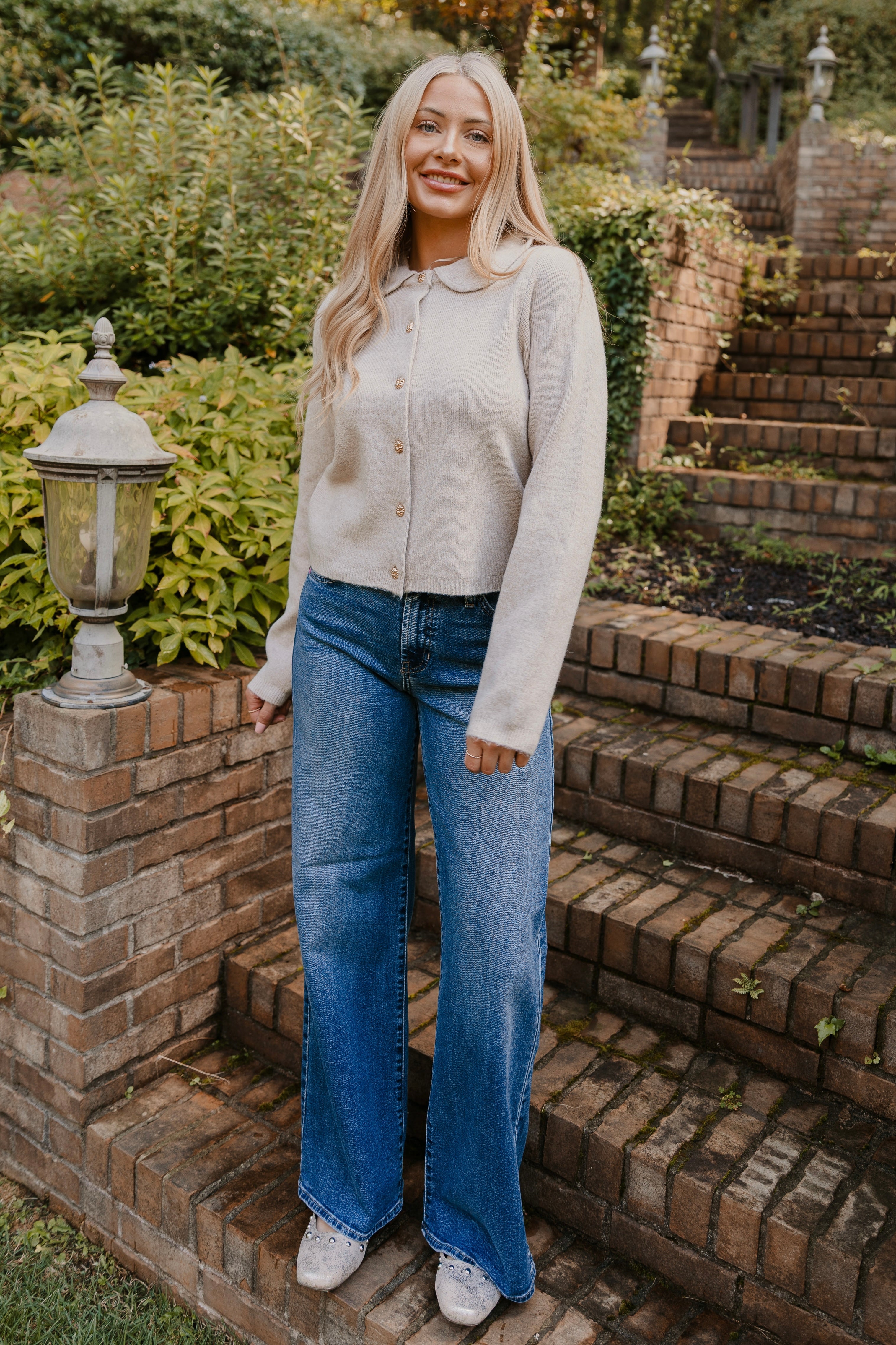 Alena Peter Pan Collar Knit Cardigan