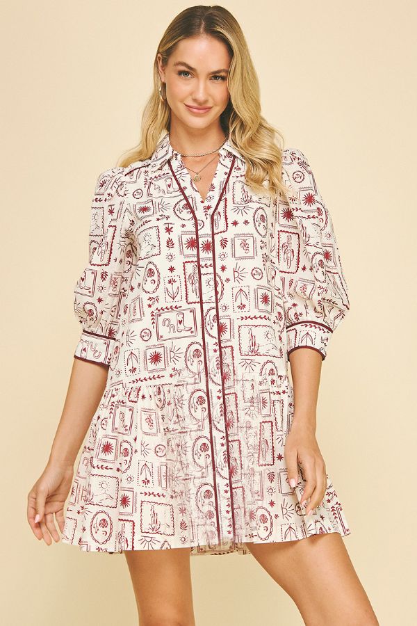 Tru Cowgirl Pattern Tiered Mini Dress