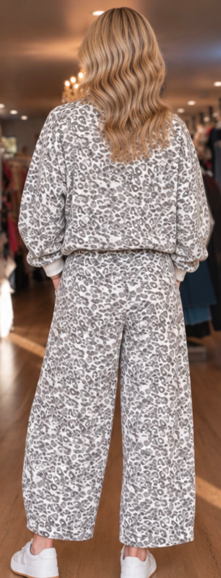 Zoey Barrel Leg Leopard Sweatpants