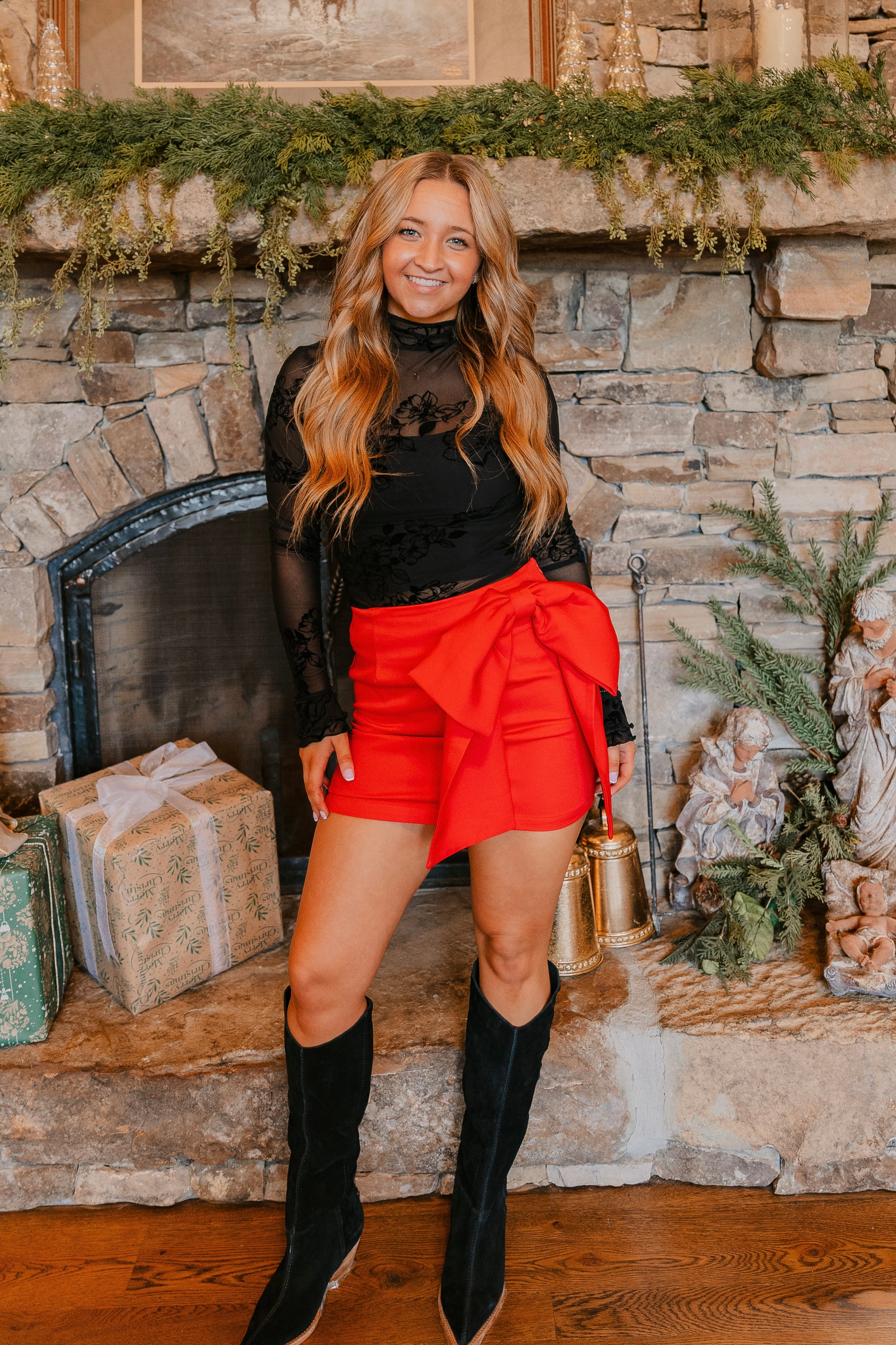 Kayla High Waist Bow Detail Skirt