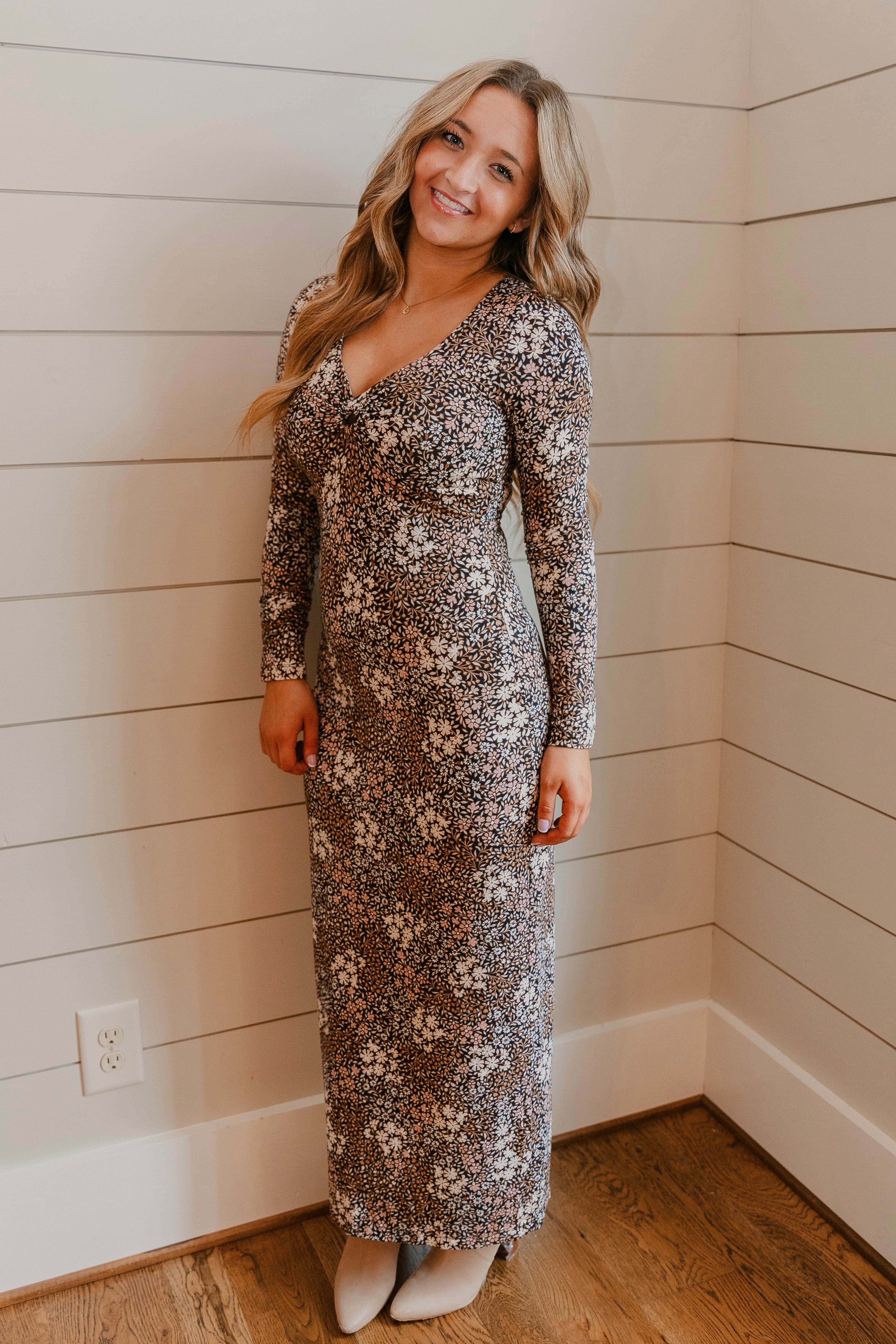 Z Supply Exhale Sable Floral Midi Dress