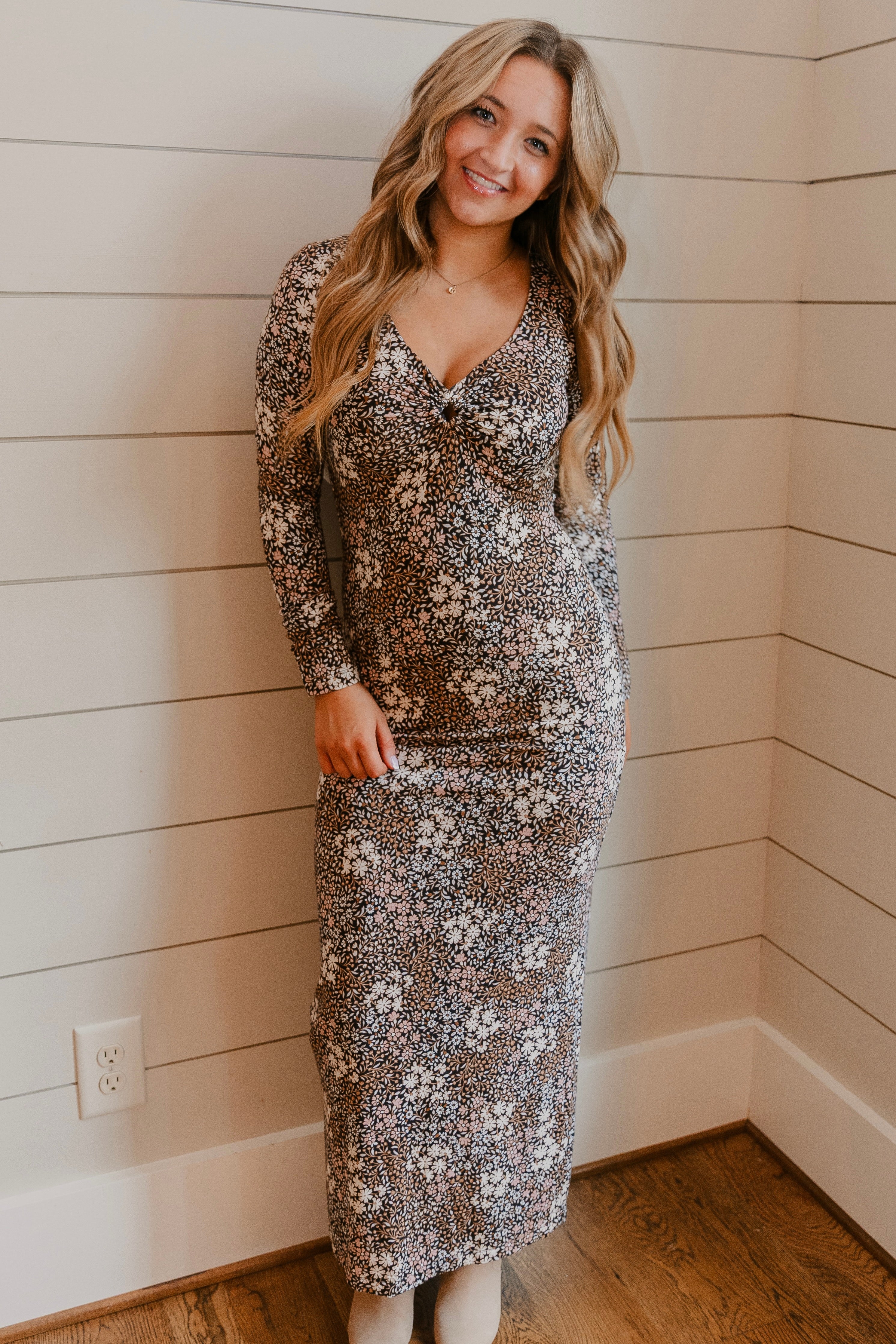 Z Supply Exhale Sable Floral Midi Dress