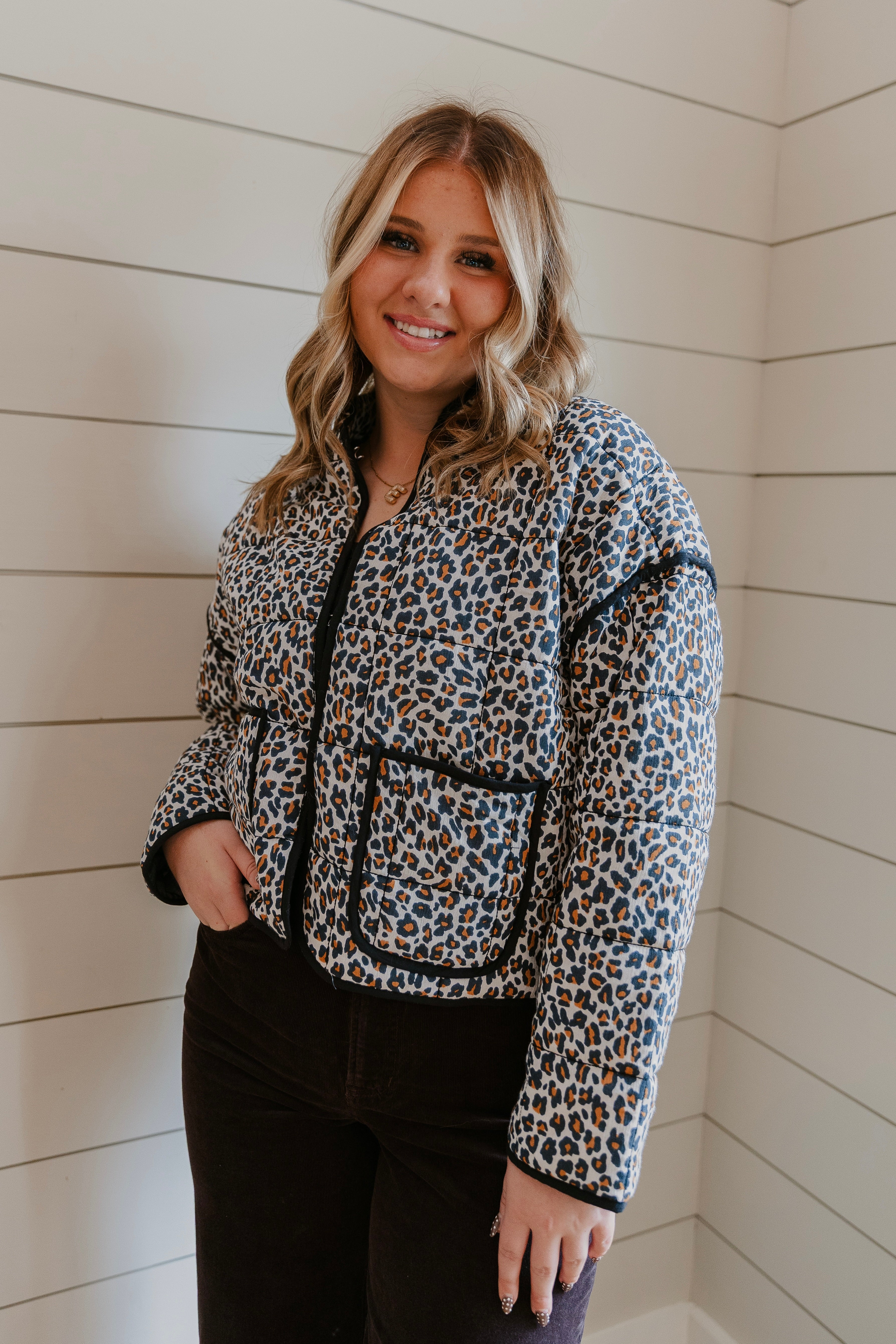 Leopard Print Quilted Puffer Jacket