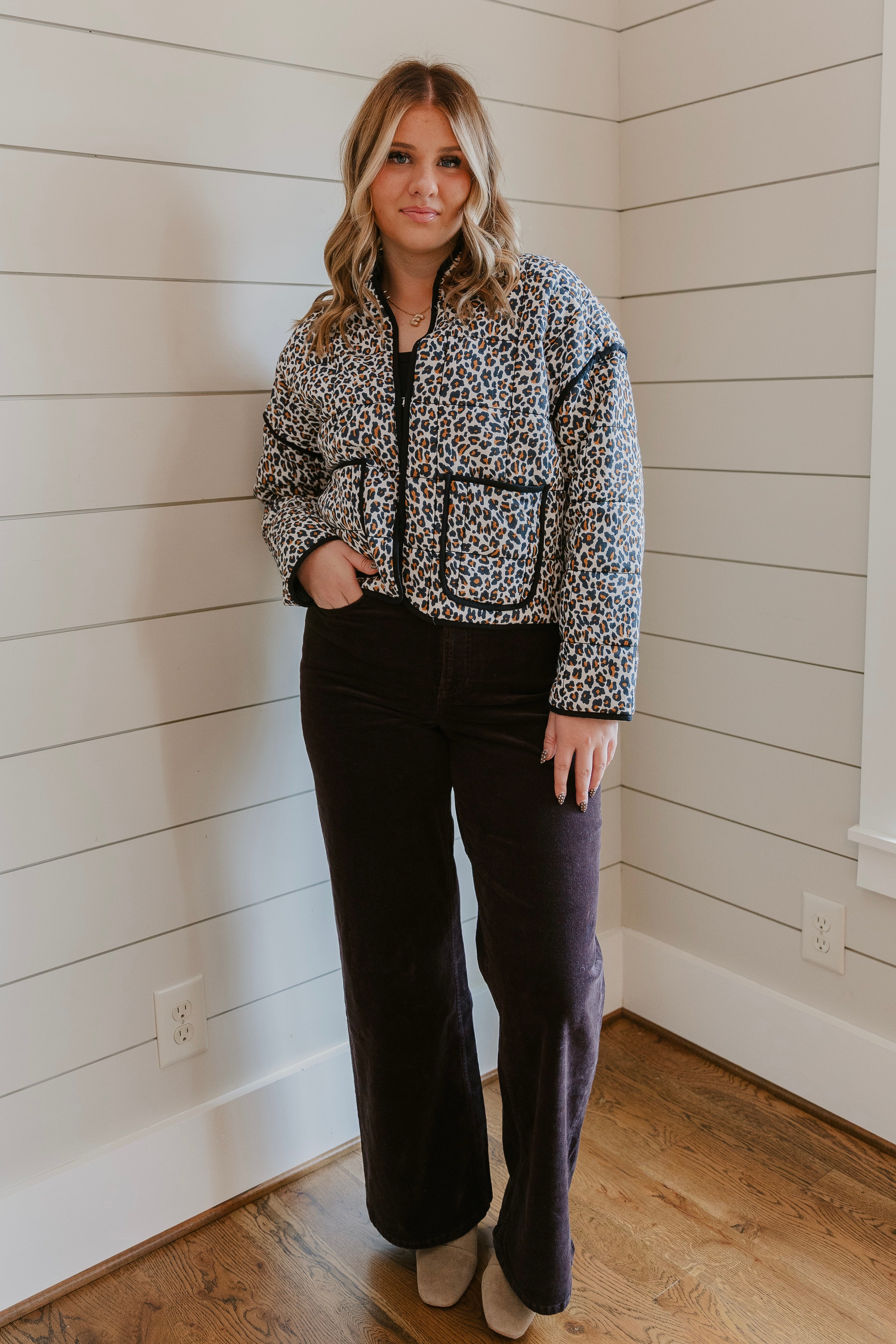 Leopard Print Quilted Puffer Jacket