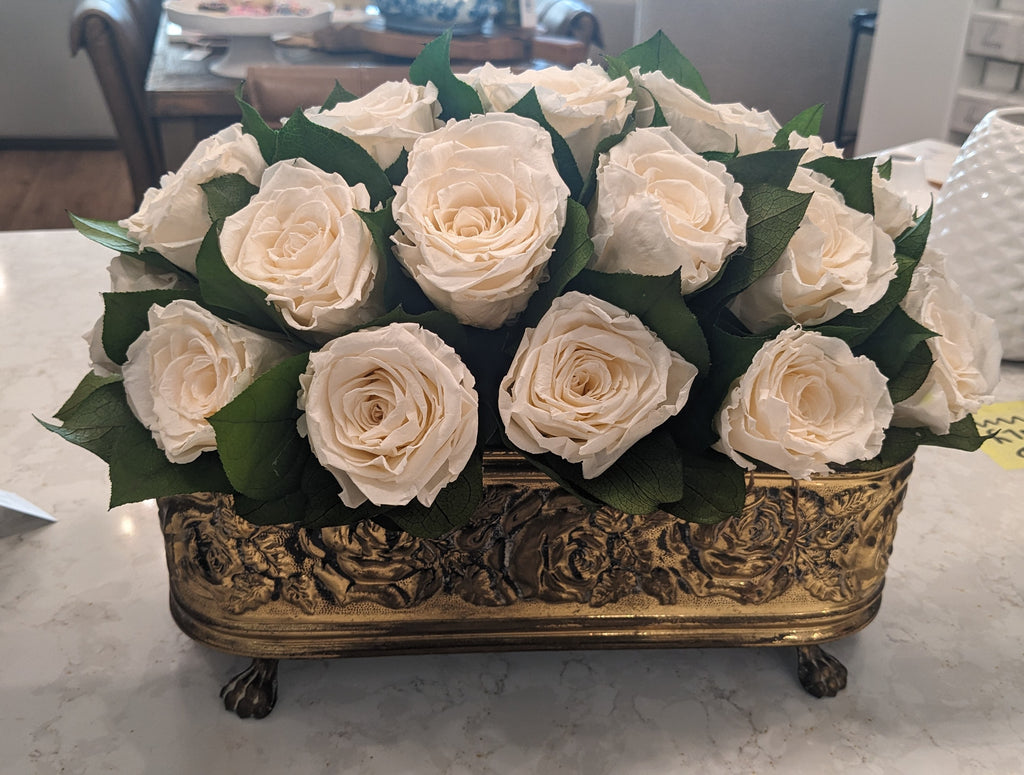 White Rose Dried Floral Arrangement