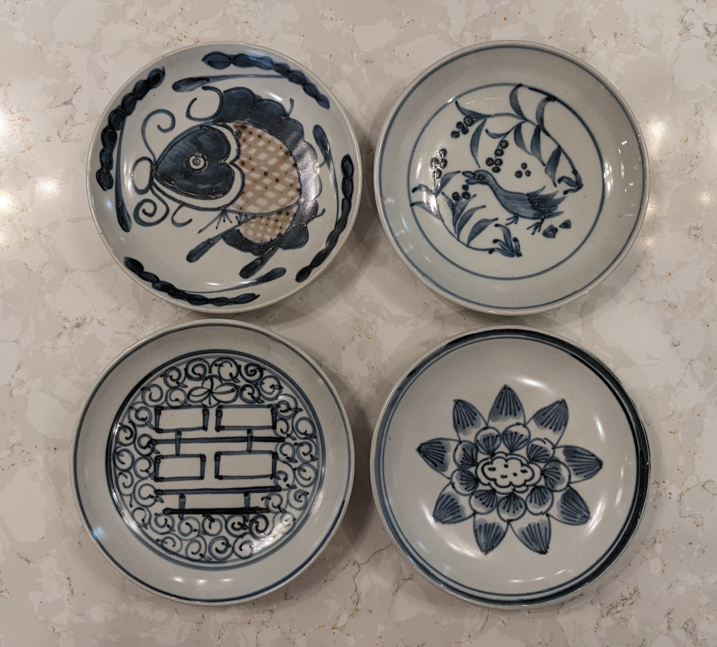 Blue & White Porcelain Mini Plates - Set of 4