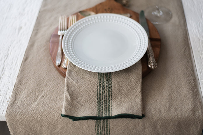 Spruce Stripe Linen Dinner Napkins - Set of 4