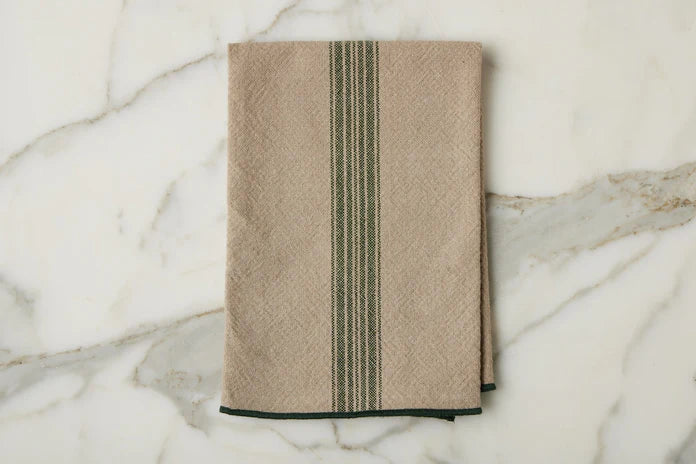 Spruce Stripe Linen Dinner Napkins - Set of 4