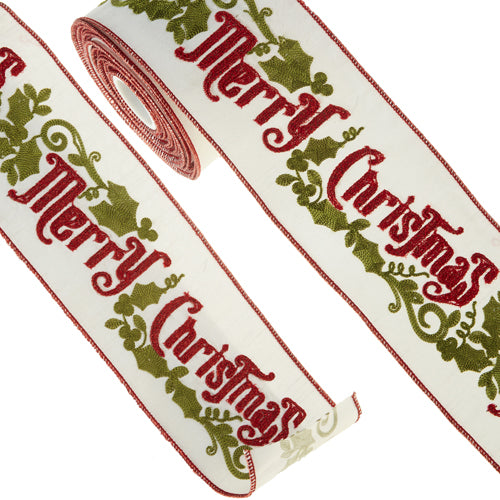 10yd Merry Christmas Wired Ribbon
