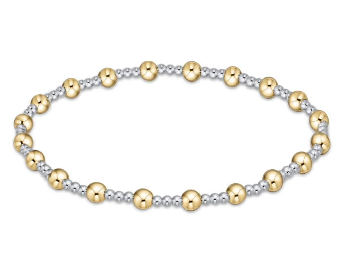 E Newton Classic Sincerity Pattern Bead Bracelet - Mixed Metal