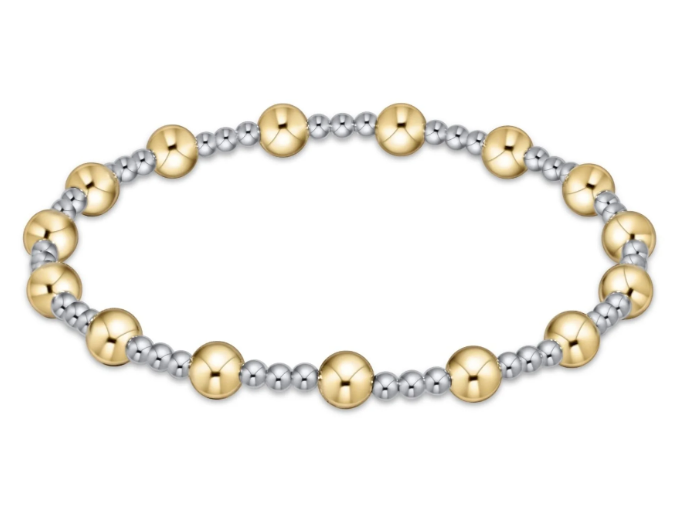 E Newton Classic Sincerity Pattern Bead Bracelet - Mixed Metal