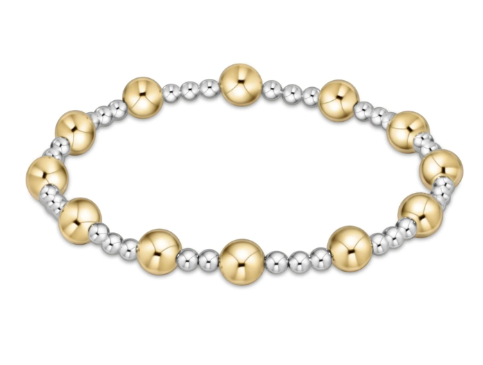 E Newton Classic Sincerity Pattern Bead Bracelet - Mixed Metal