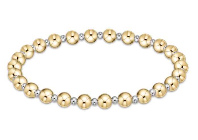 E Newton Classic Grateful Pattern Bead Bracelet - Mixed Metal