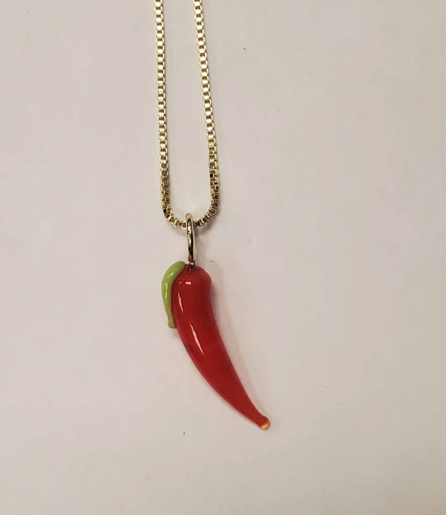 Sheila Fajl Red Acrylic Hot Pepper Pendant