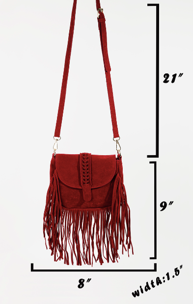 Vegan Leather Fringe Crossbody Bag