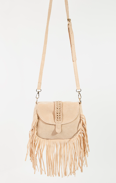 Vegan Leather Fringe Crossbody Bag