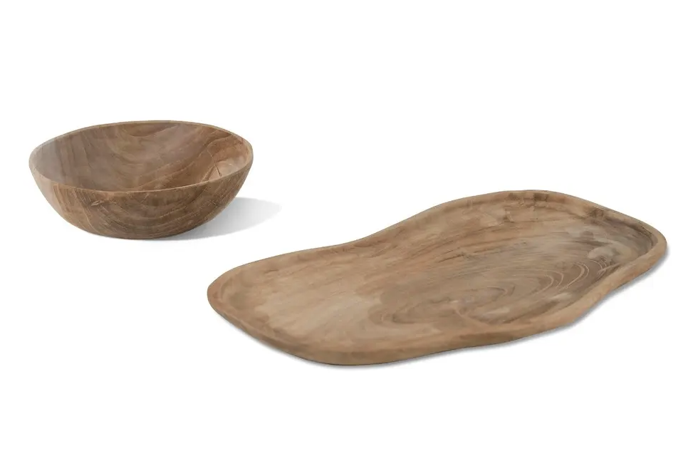Organic Teak Plate & Bowl Set - Final Sale 40% off in cart