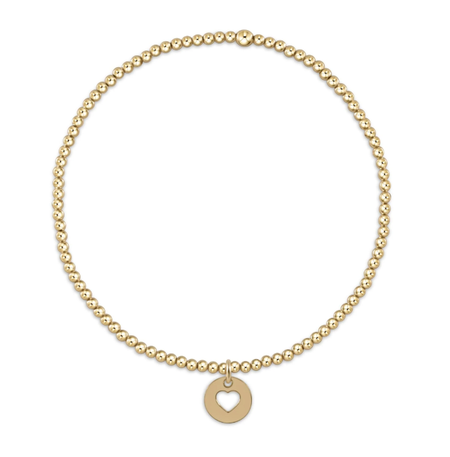 E Newton Classic Gold Bead Bracelet - Love Disc