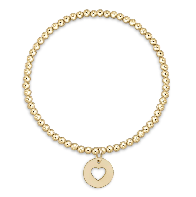 E Newton Classic Gold Bead Bracelet - Love Disc