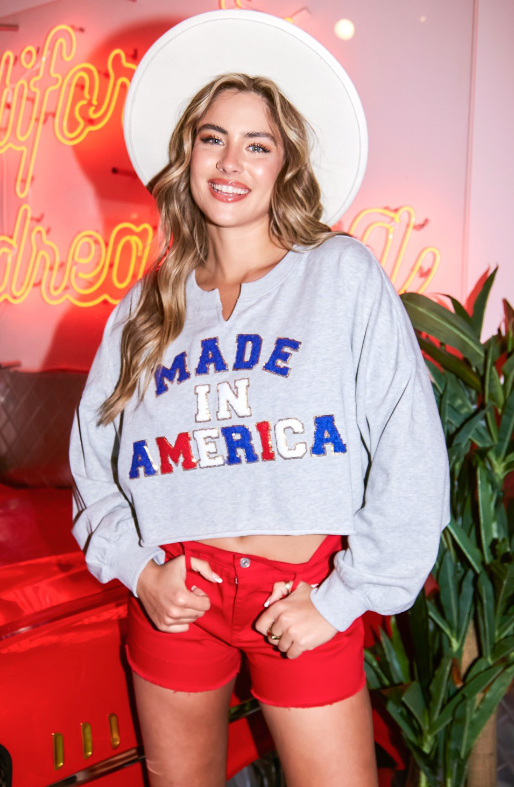 Made In America Sequin Terry Sweatshirt - Final Sale 30% off in cart
