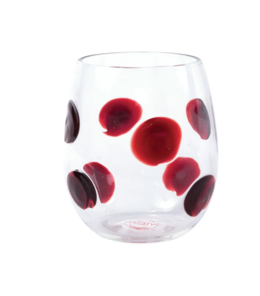 Vietri Drop Red Stemless Wine Glass