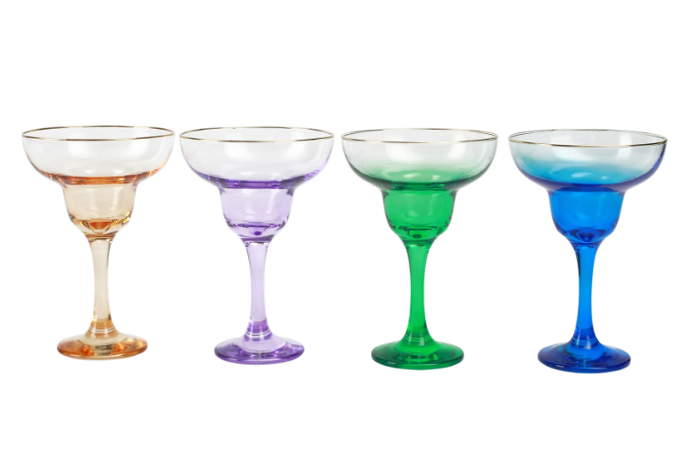 Vietri Rainbow Margarita Glasses - Set of 4