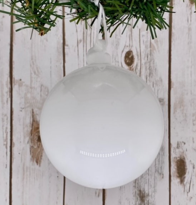 Handblown Glass Shiny White Ornament