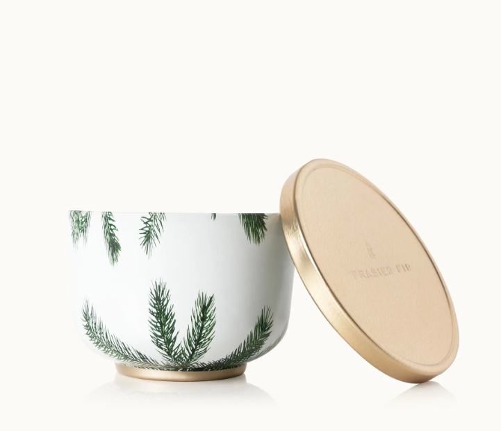 Thymes Frasier Fir Tin Candle with Gold Lid