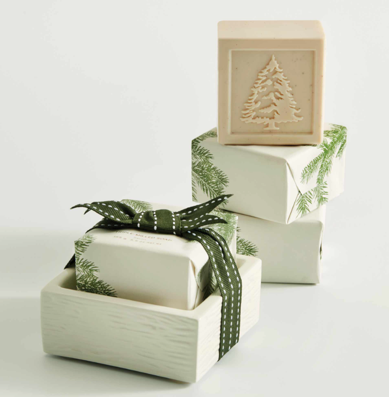Thymes Frasier Fir Bar Soap and Dish Set