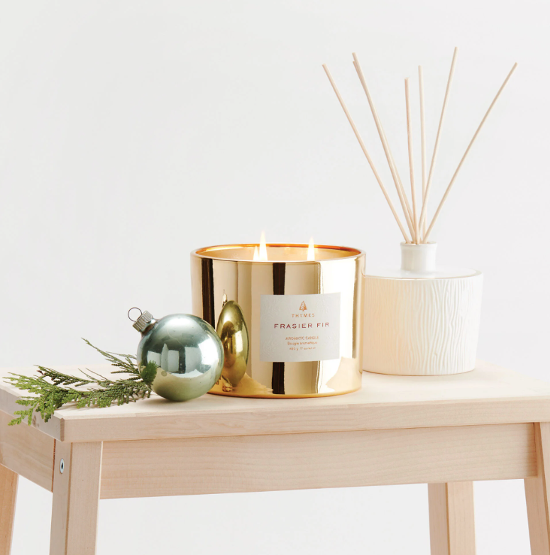 Thymes Frasier Fir Gold 3-Wick Candle