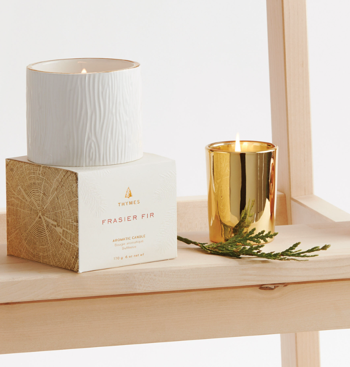 Thymes Frasier Fir Gold Votive Candle