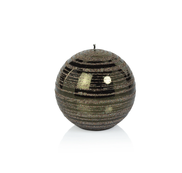 Green Glitter Ball Candle
