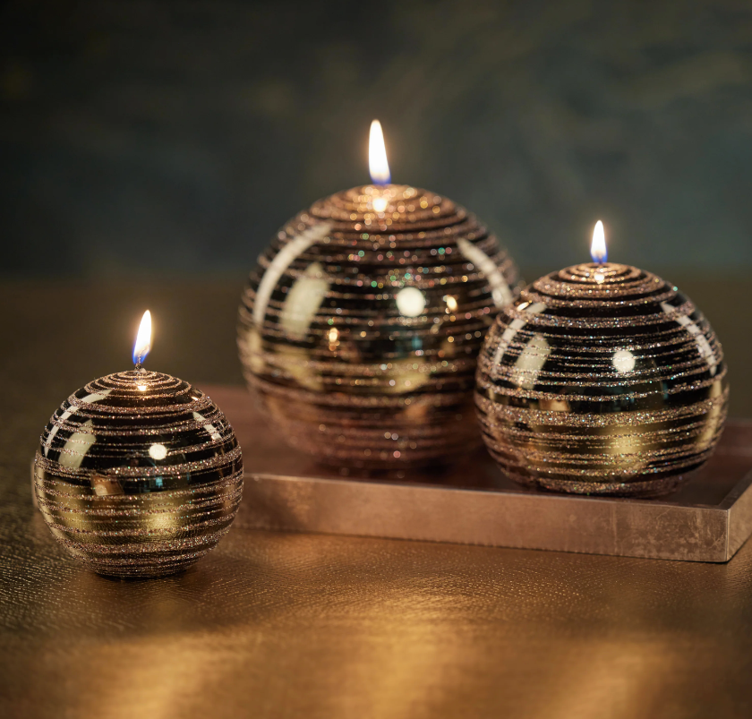 Green Glitter Ball Candle