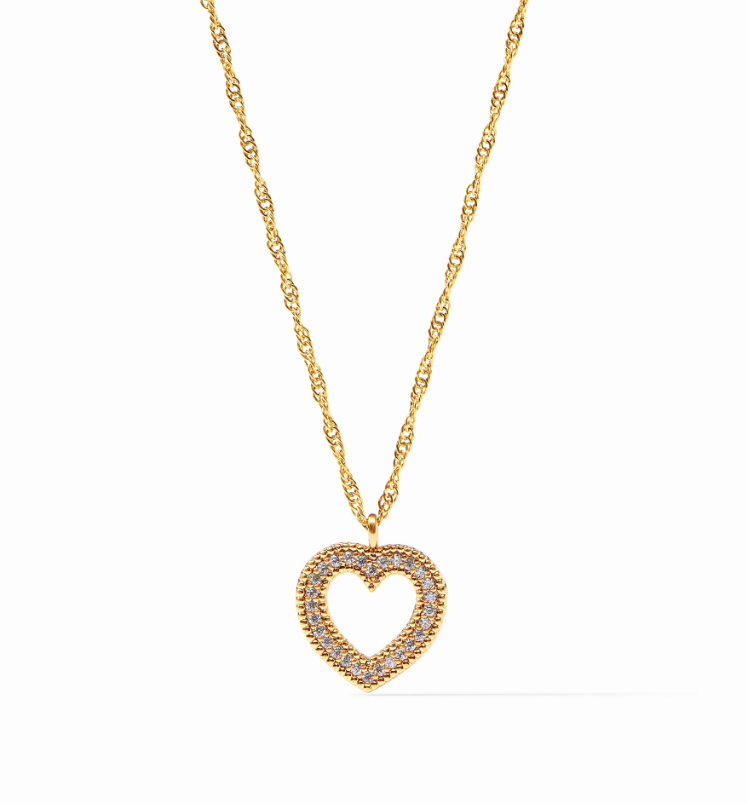 Julie Vos Esme Heart Pave Solitaire Necklace