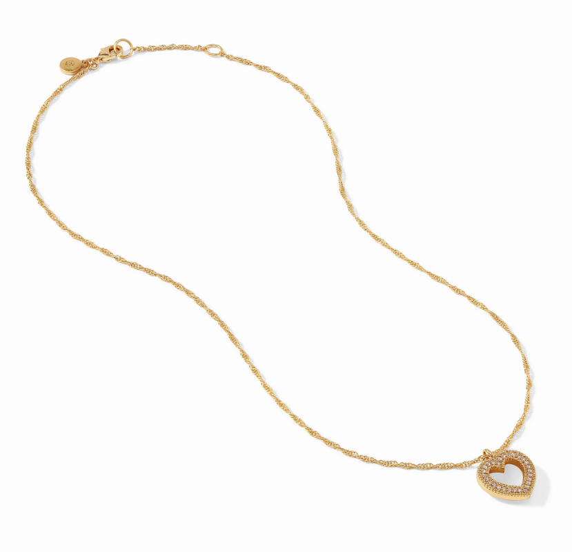 Julie Vos Esme Heart Pave Solitaire Necklace