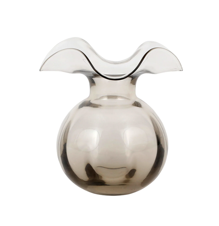 Vietri Hibiscus Glass Gray Fluted Vase