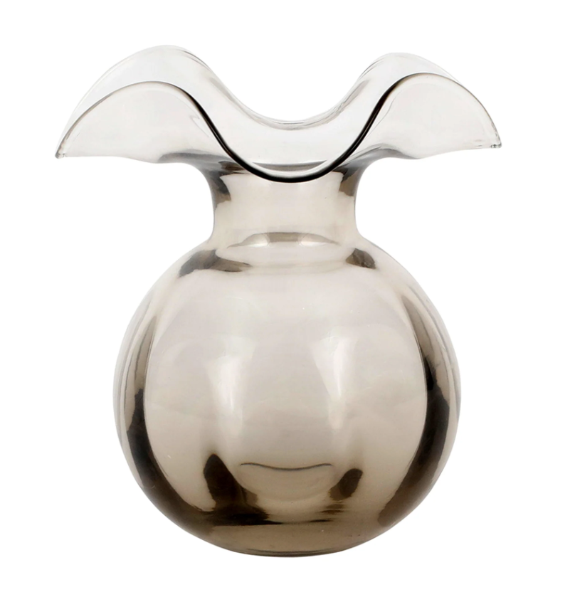Vietri Hibiscus Glass Gray Fluted Vase