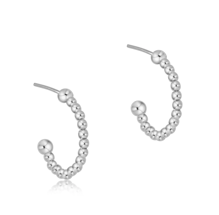 E Newton Beaded Classic Post Hoop - Sterling