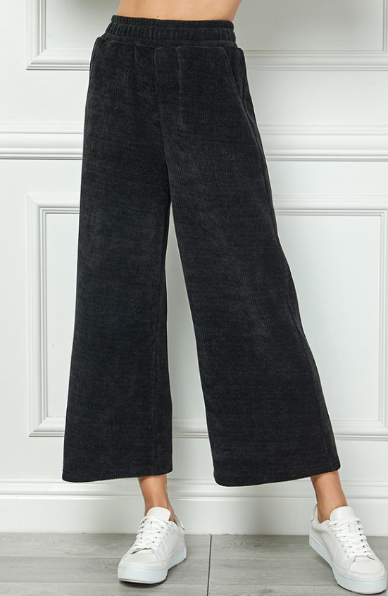 Becky Chenille Cropped Wide Leg Pants