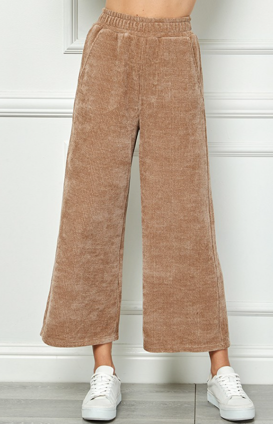 Becky Chenille Cropped Wide Leg Pants