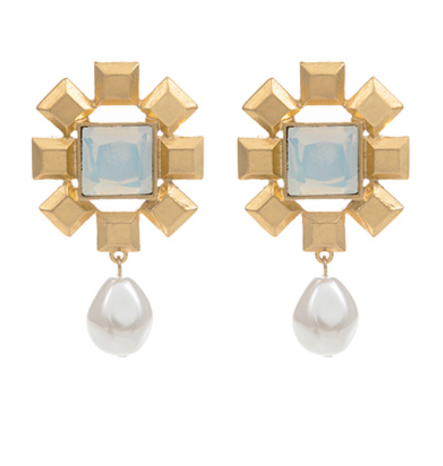 Opal + Square Earrings