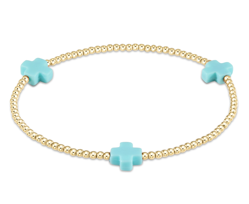 E Newton Signature Cross 2mm Bead Bracelet