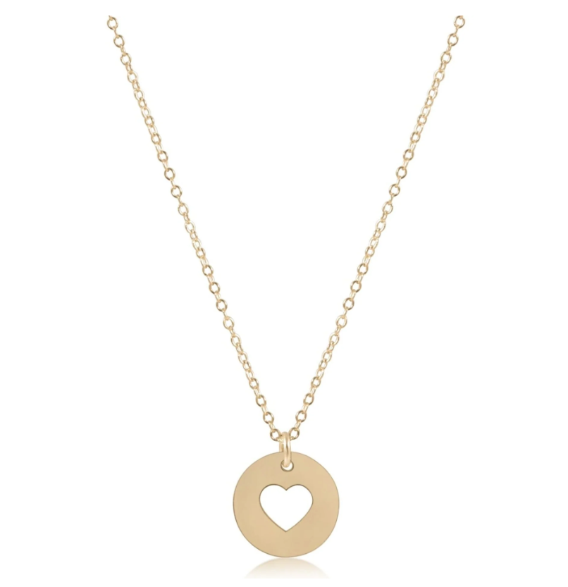 E Newton 16" Necklace - Love Gold Disc