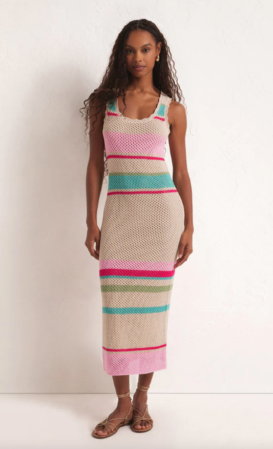 Z Supply Ibiza Stripe Crochet Sweater Dress - Final Sale 40% off in cart
