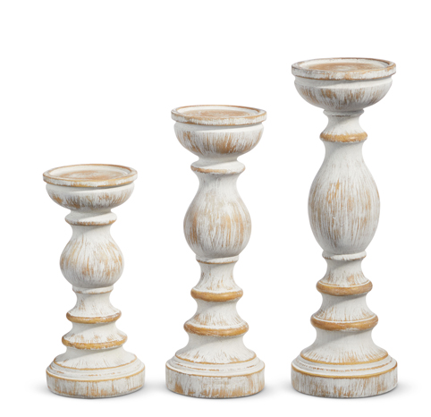 Whitewash Candle Holders
