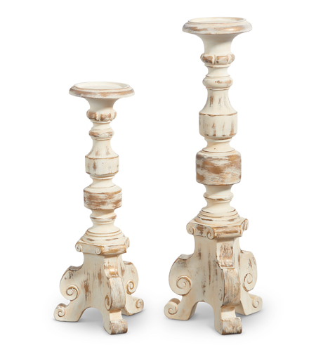 Ivory w/ Gold Antiquing Candle Holders